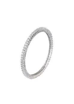 92.5 Sterling Silver Bangles With White Zirconia Set of 2