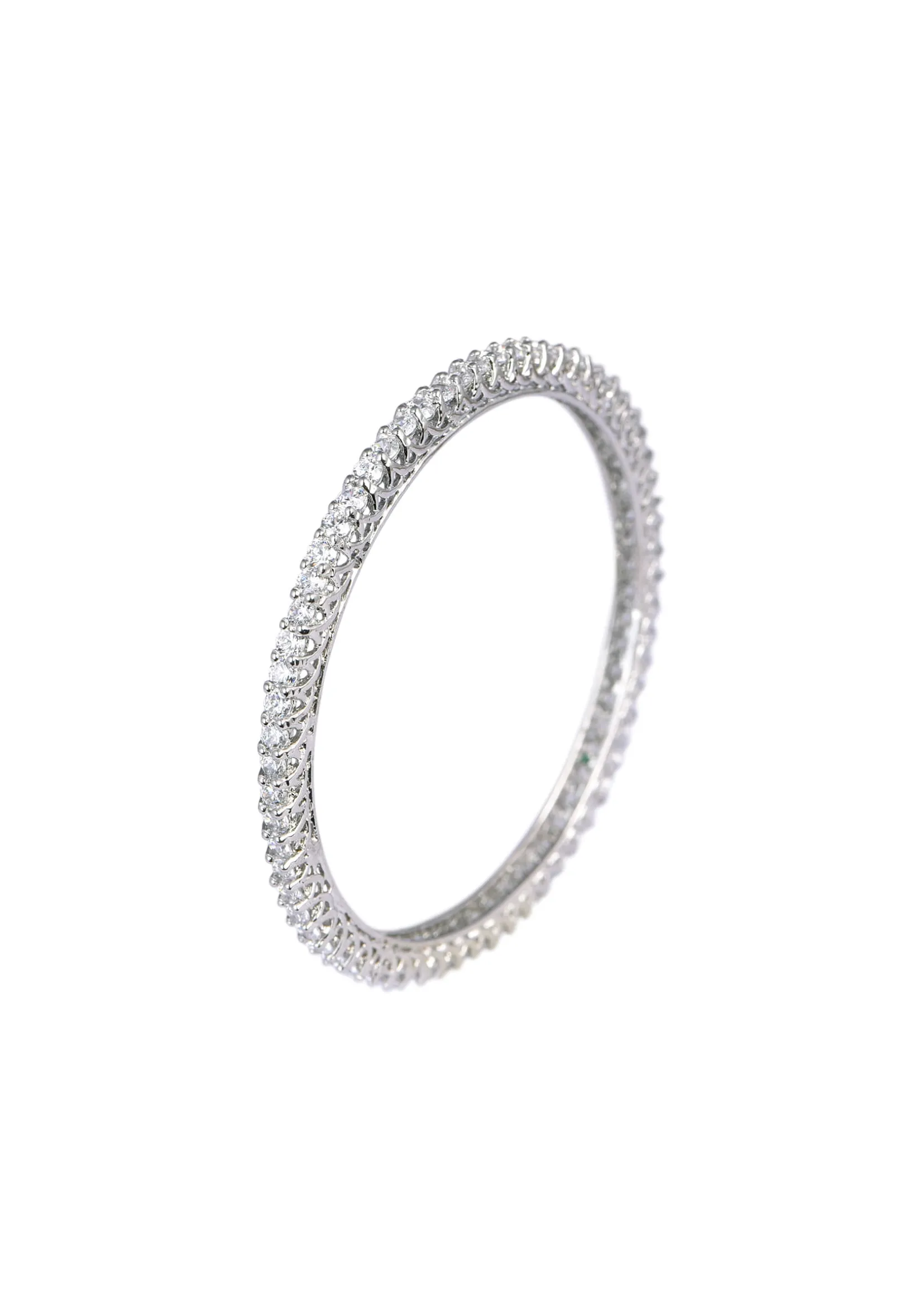 92.5 Sterling Silver Bangles With White Zirconia Set of 2