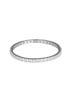 92.5 Sterling Silver Finish Zirconia Bangles Set of 2