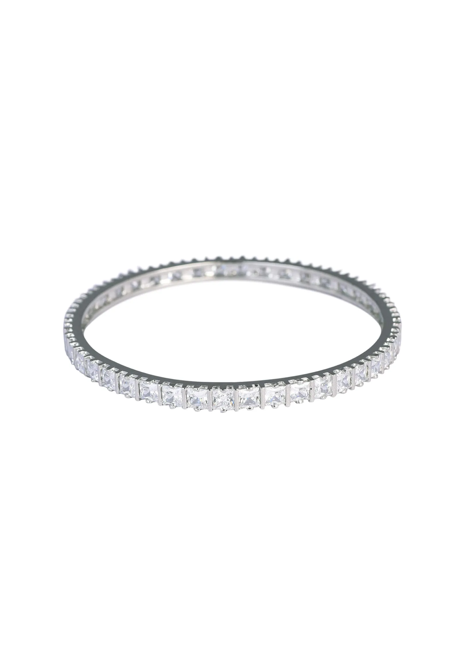 92.5 Sterling Silver Finish Zirconia Bangles Set of 2