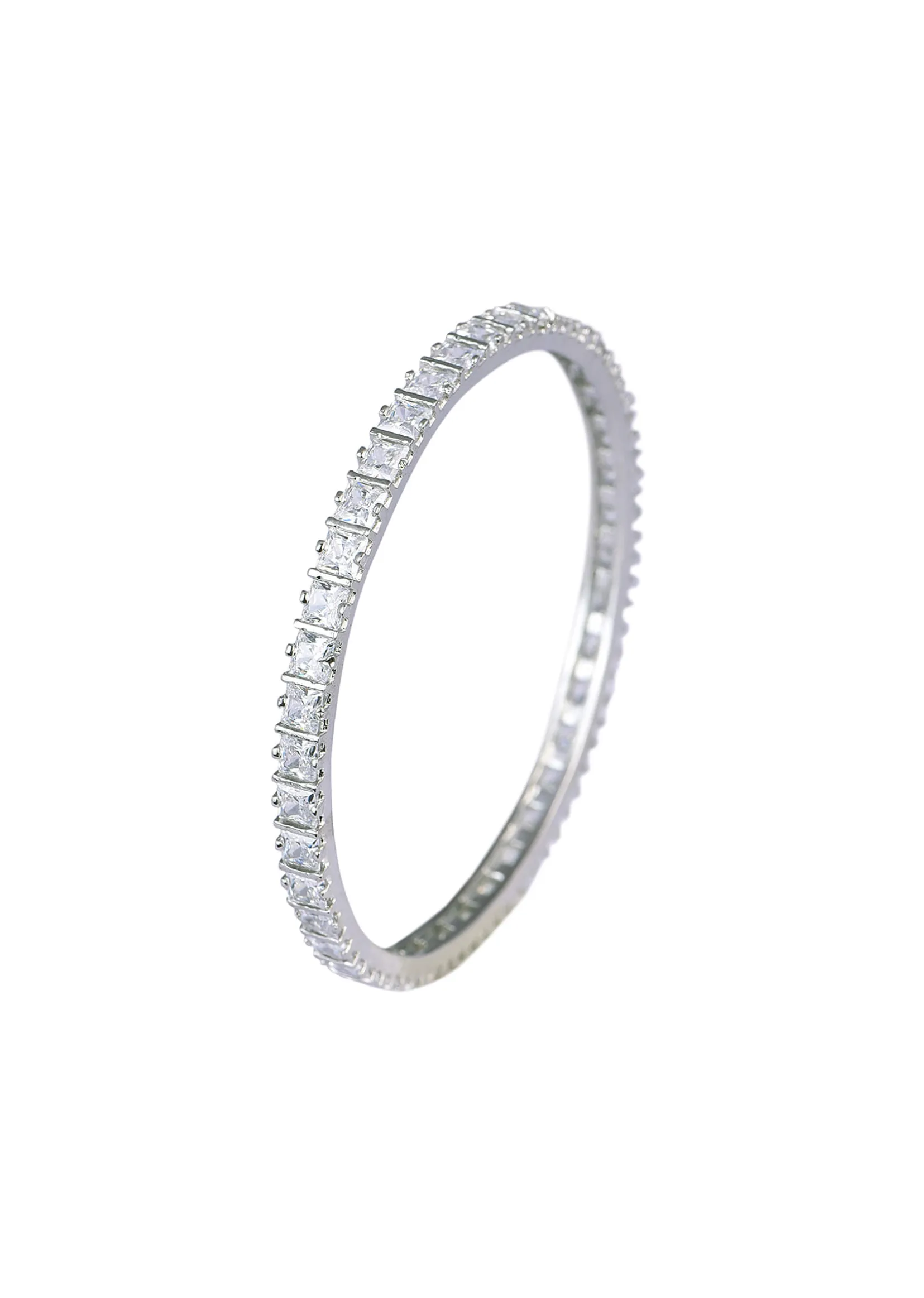 92.5 Sterling Silver Finish Zirconia Bangles Set of 2