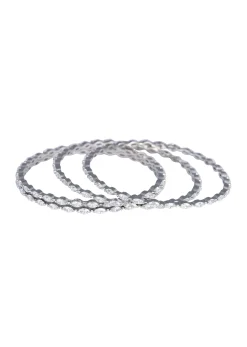92.5 Sterling Silver Linear Bangles Set of 4