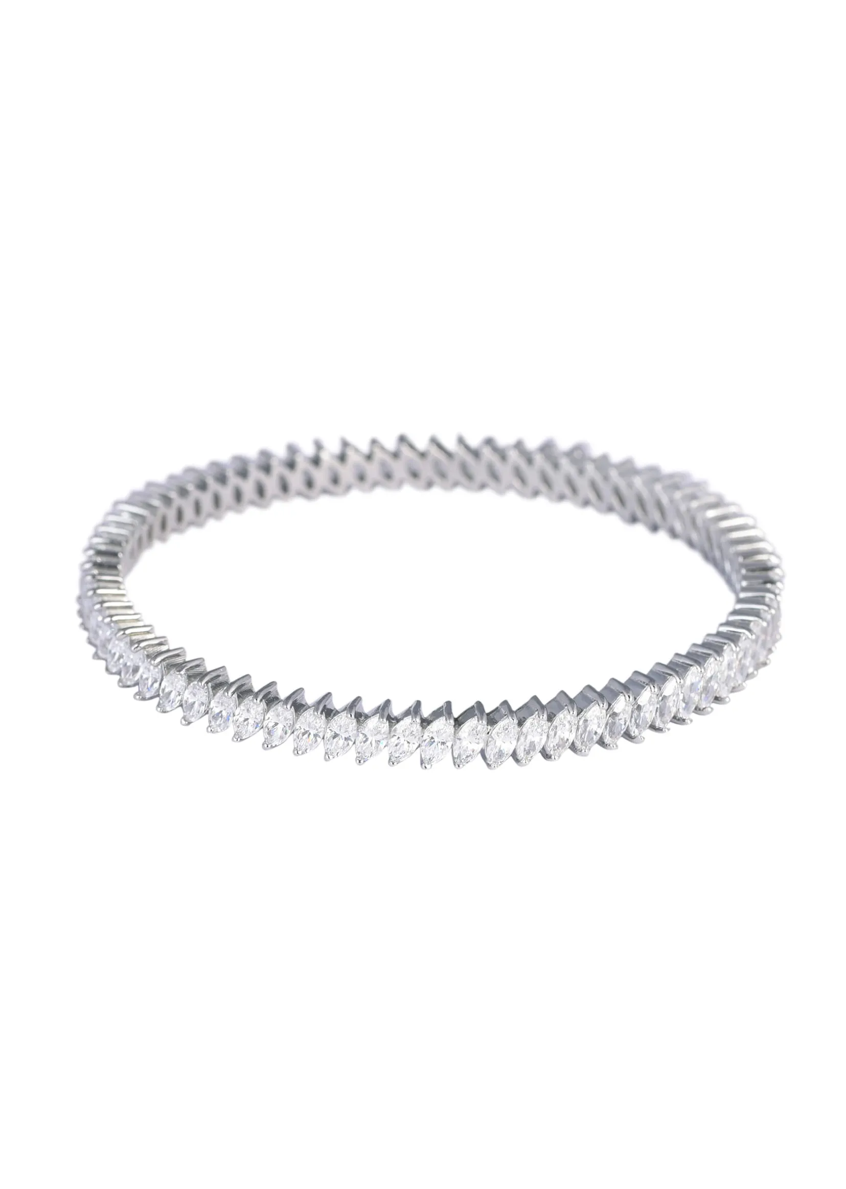 92.5 Sterling Silver White Zirconia Bangles Set of 2