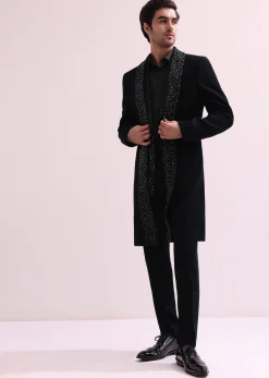 Aditya Roy Kapur In Our Black Double Layered Indo Western Jacket With Shirt And Pant
