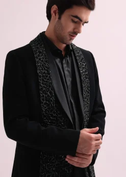 Aditya Roy Kapur In Our Black Double Layered Indo Western Jacket With Shirt And Pant