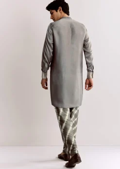 Ajrakh Printed Silk Kurta Set In Silk