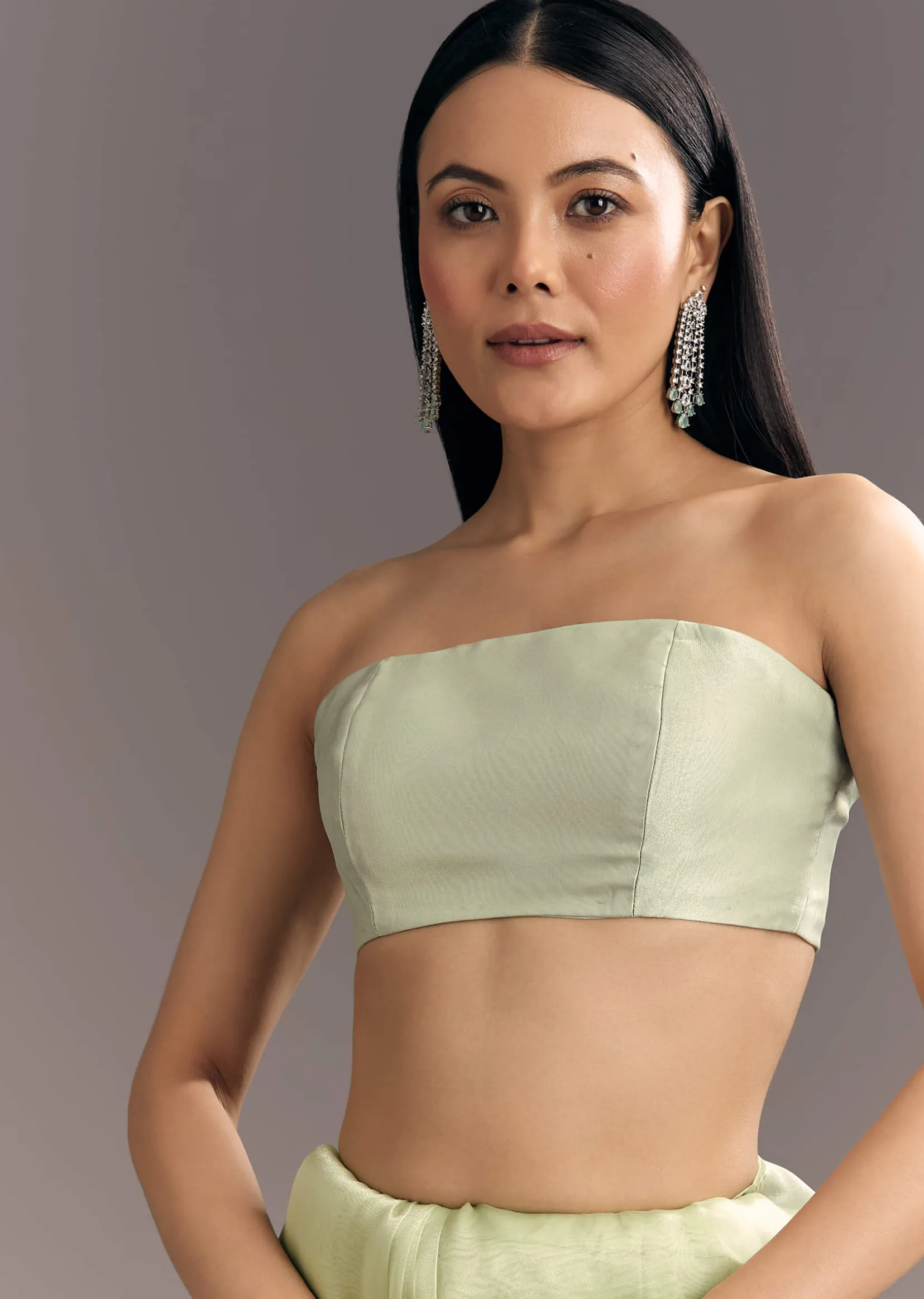 Apple Green Glass Tissue Saree With Cutdana Embroidery
