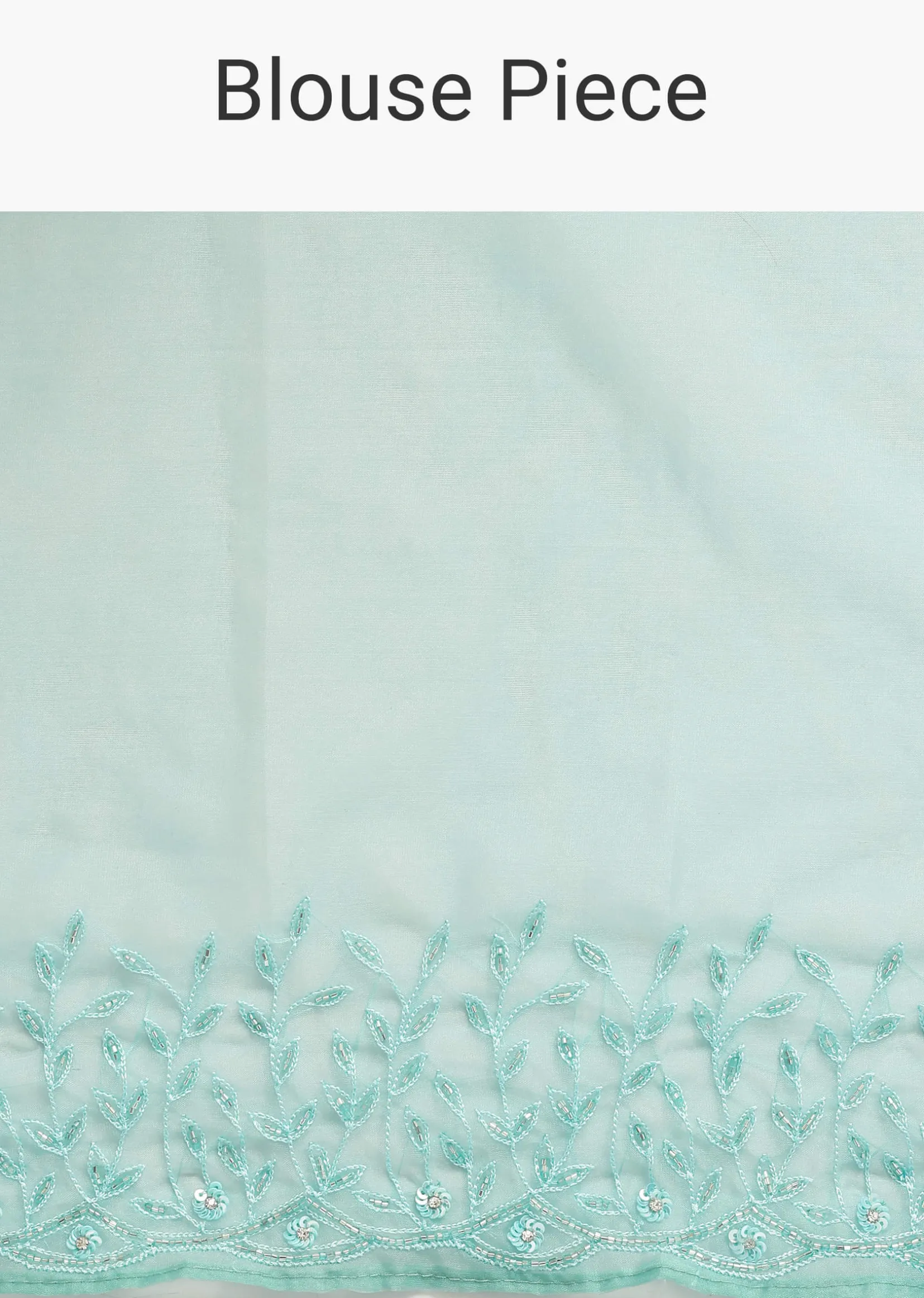 Aqua Blue Embroidered Organza Saree With Unstitched Blouse