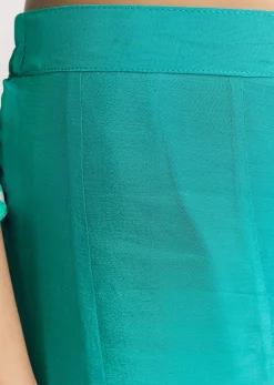 Aqua Blue Leheriya Kurta Palazzo Suit With Zardosi And Moti Work