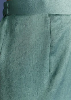 Aqua Green Crush Silk Kurta Set With Resham And Beads Work