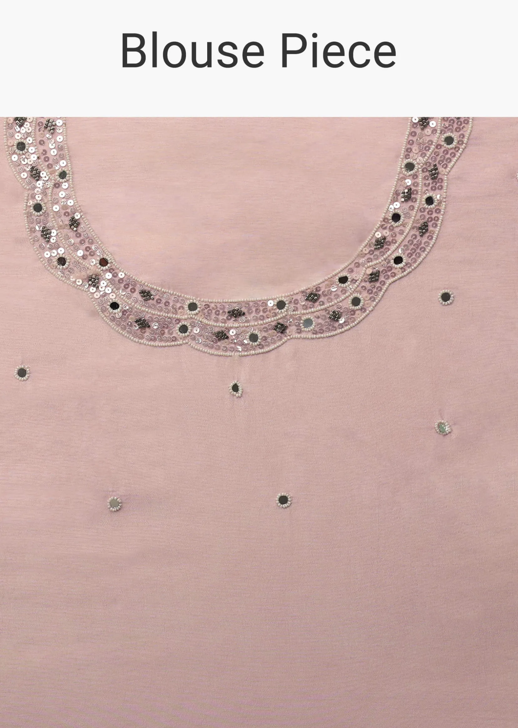 Baby Pink Embroidered Muslin Saree With Floral Print And Scallop Borders