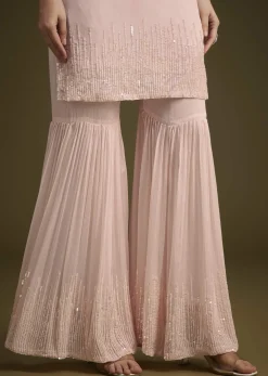 Baby Pink Sequined Chinon Sharara Set