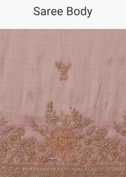Baby Pink Tissue Saree With Velvet Embroidered Blouse