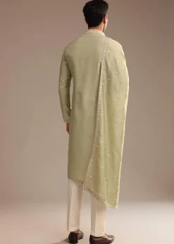 Basil Green Kurta Set with Embroidered Dupatta