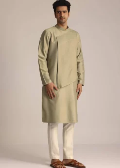 Beige Asymmetric Kurta Set