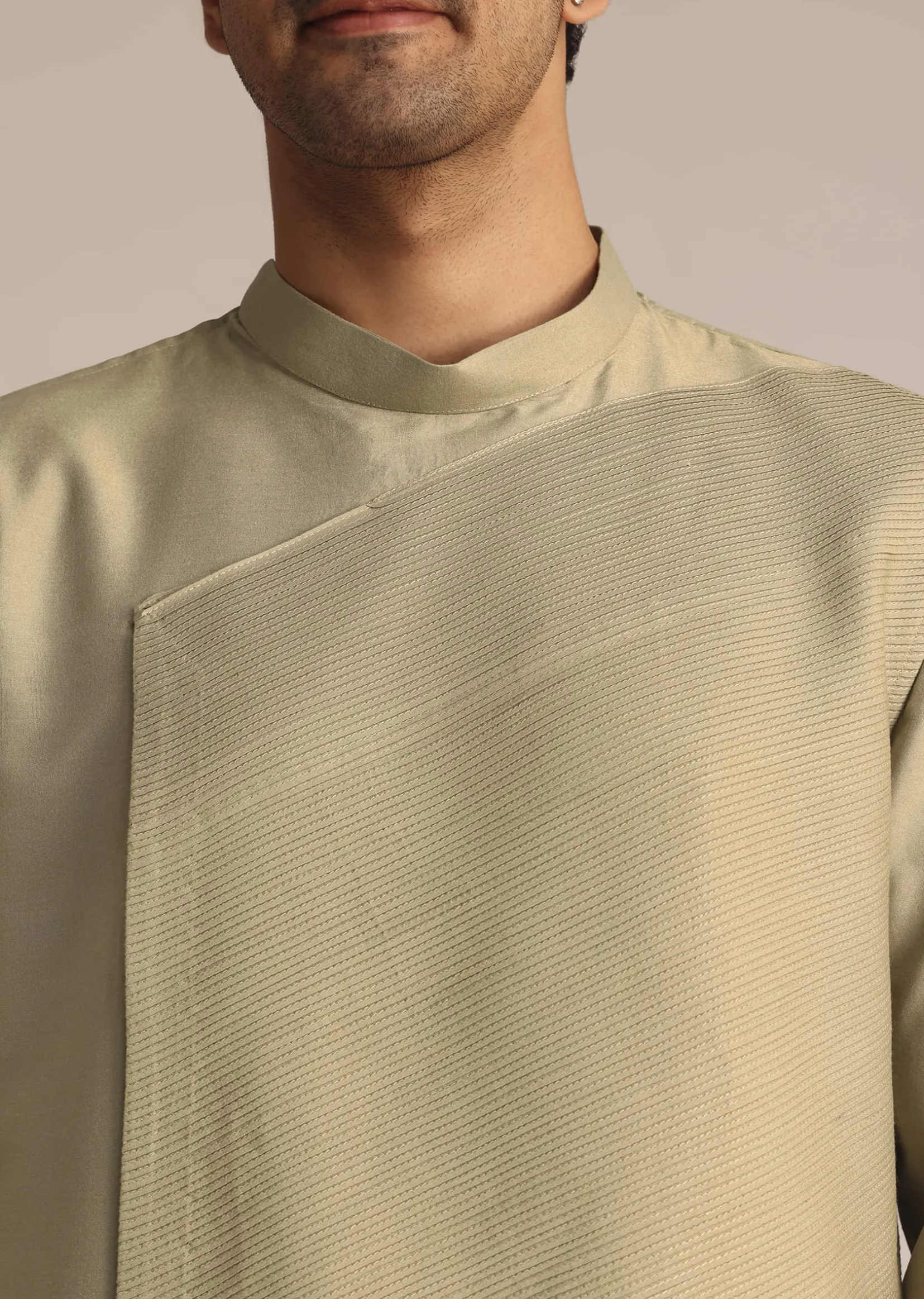Beige Asymmetric Kurta Set