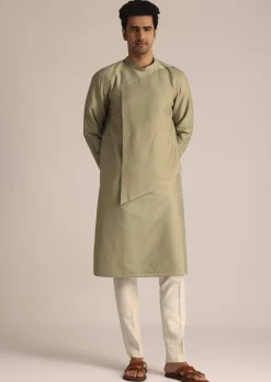 Beige Asymmetric Kurta Set