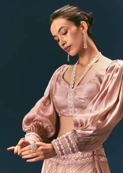 Beige Blouse With Double Layered Skirt