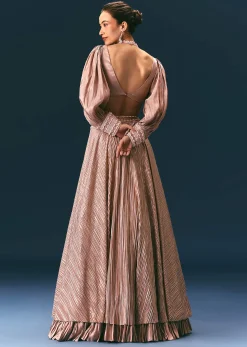 Beige Blouse With Double Layered Skirt