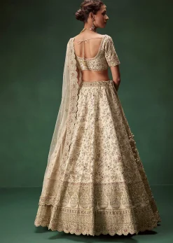 Beige Bridal Lehenga With Sequin And Zari Work