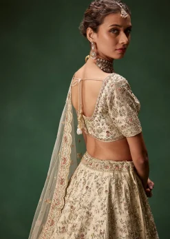 Beige Bridal Lehenga With Sequin And Zari Work