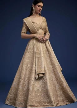 Beige Brocade Lehenga Set And Belt