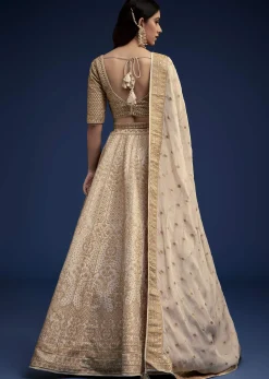 Beige Brocade Lehenga Set And Belt