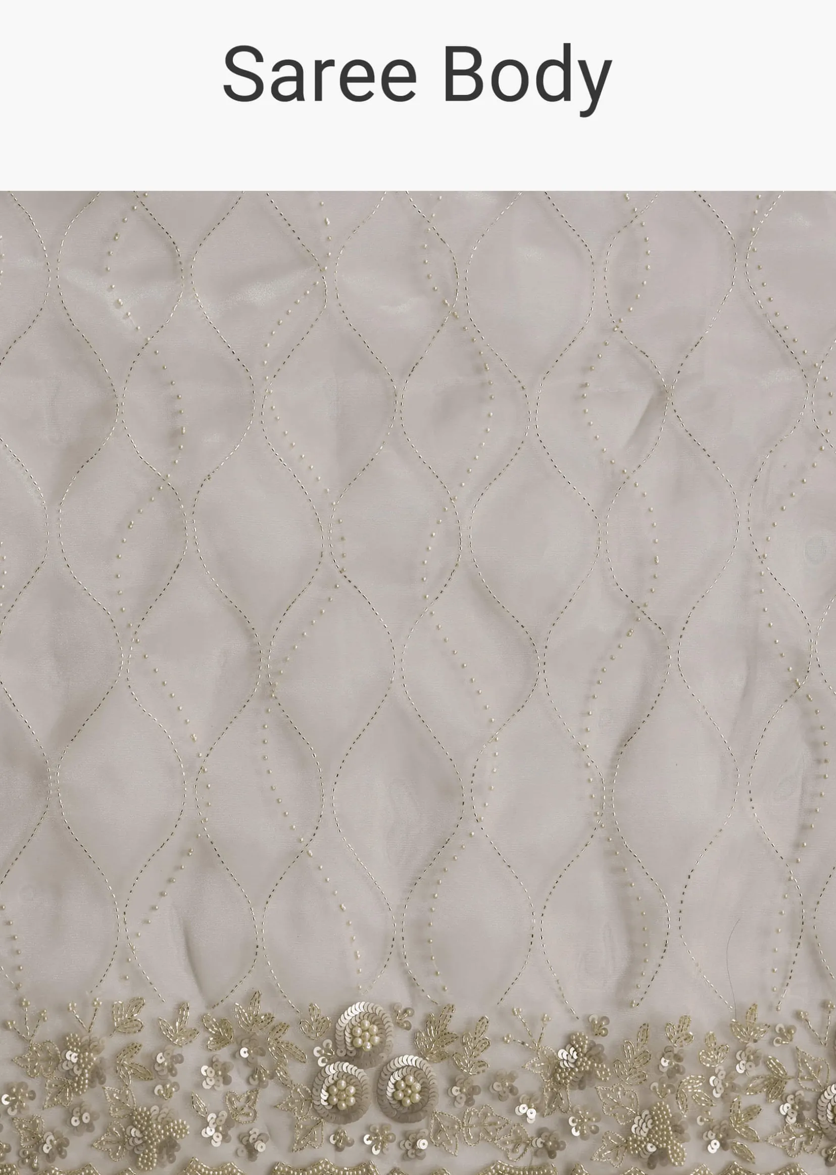 Beige Cream Tissue Saree With Floral Jaal