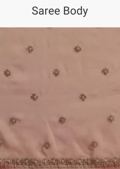 Beige Crepe Silk Saree With Cutdana Work