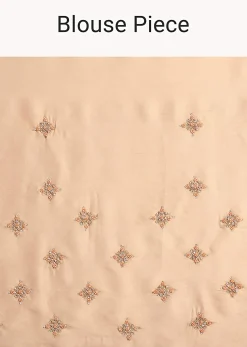 Beige Crepe Silk Saree With Cutdana Work