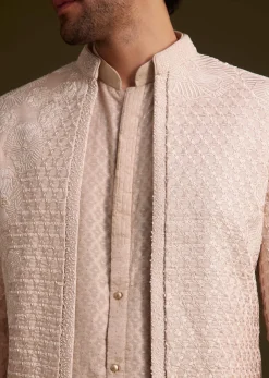 Beige Embroidered Indo Western Set