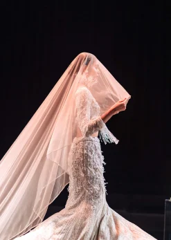 Beige Fish-Cut Lehenga And Blouse With Crystal Tassels