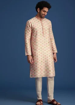 Beige Floral Printed Kurta Set