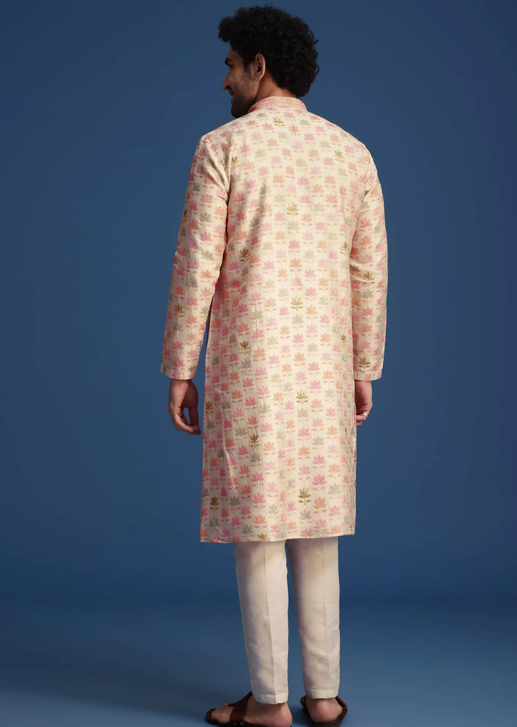 Beige Floral Printed Kurta Set