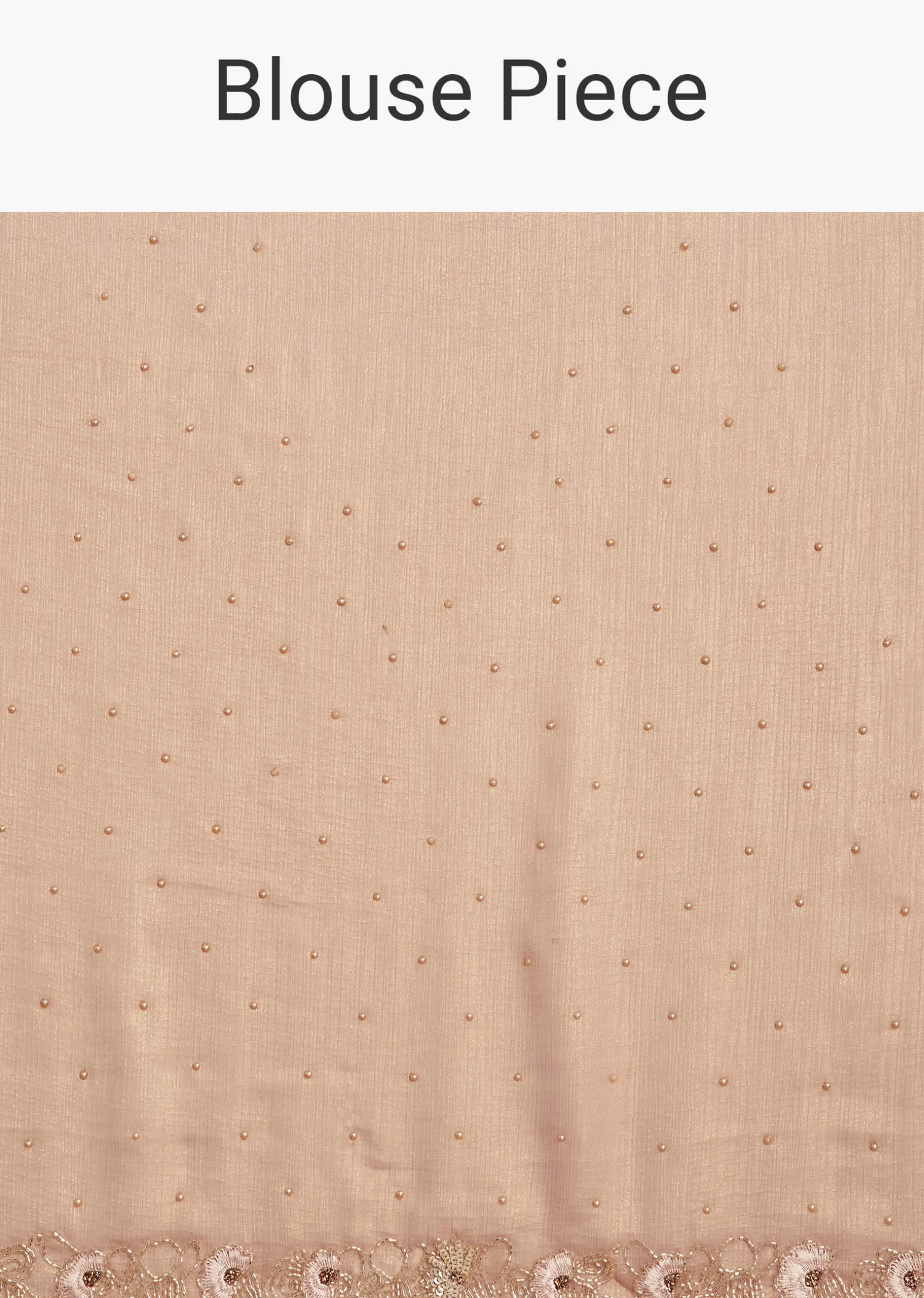 Beige Glass Tissue Saree With Moti Cutdana And Sequins Embroidery And Scallop Border