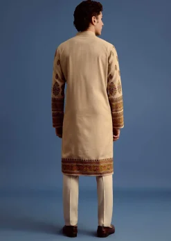 Beige Hand Block Printed Kurta Set