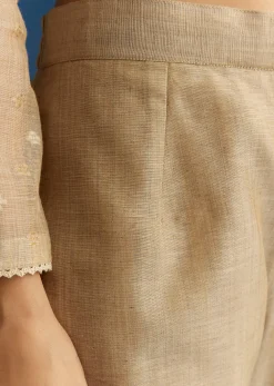 Beige Jamdani Butti Anarkali With Cutwork Dupatta