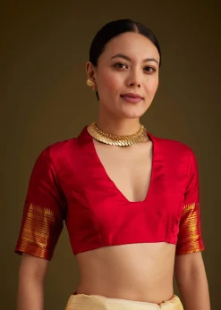 Beige Kanjivaram Silk Saree With Contrast Border
