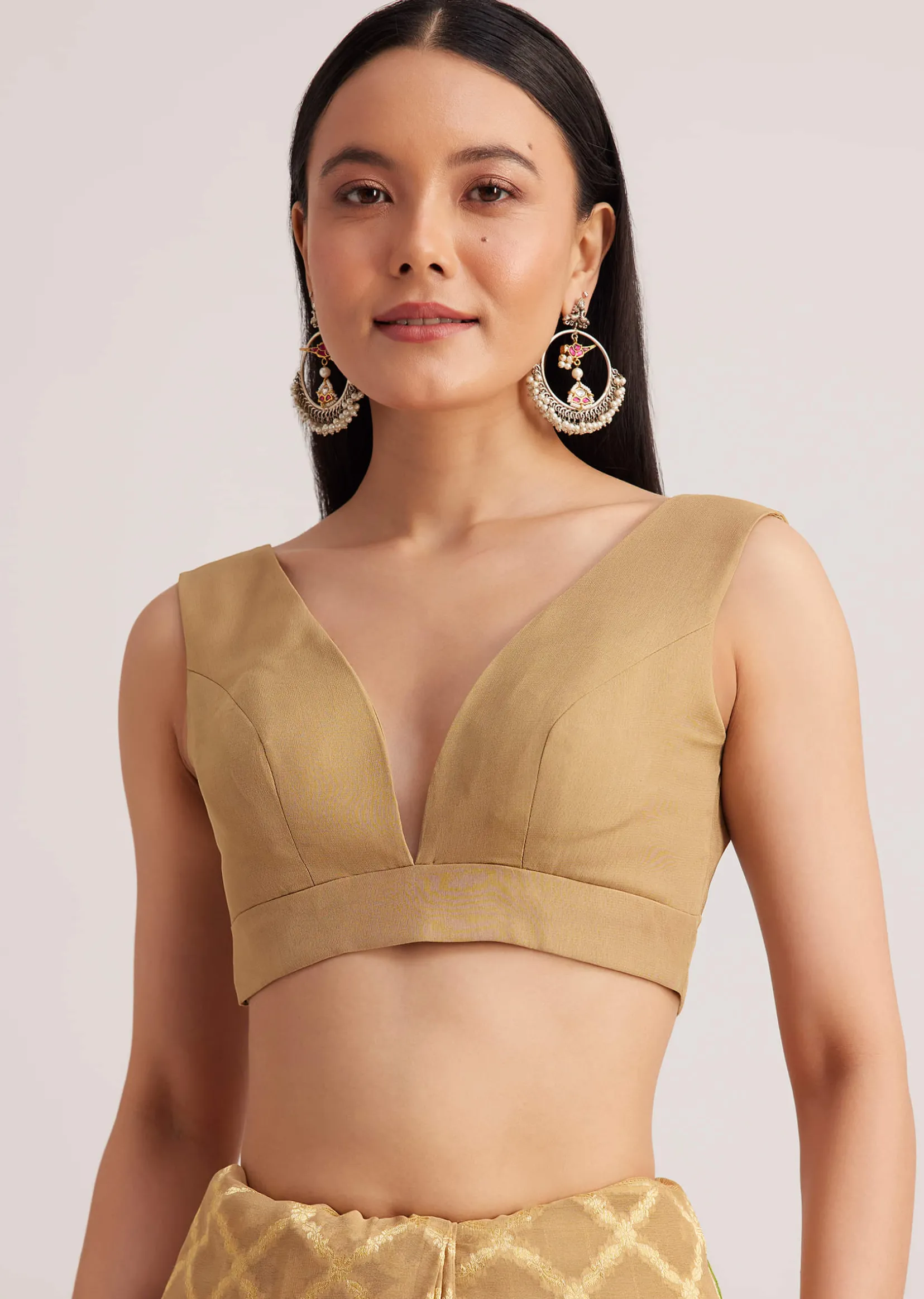 Beige Khaddi Georgette Jaal Work Saree With Animal Bird Motifs