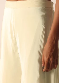 Beige Kurta And Palazzo Set With Bead Work