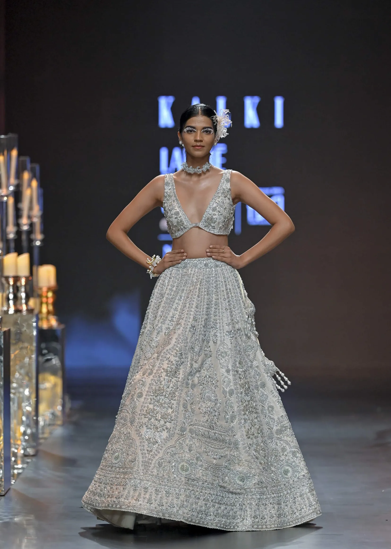 Beige Lehenga Set In Raw Silk With Zardozi Work And Heavy Embroidery