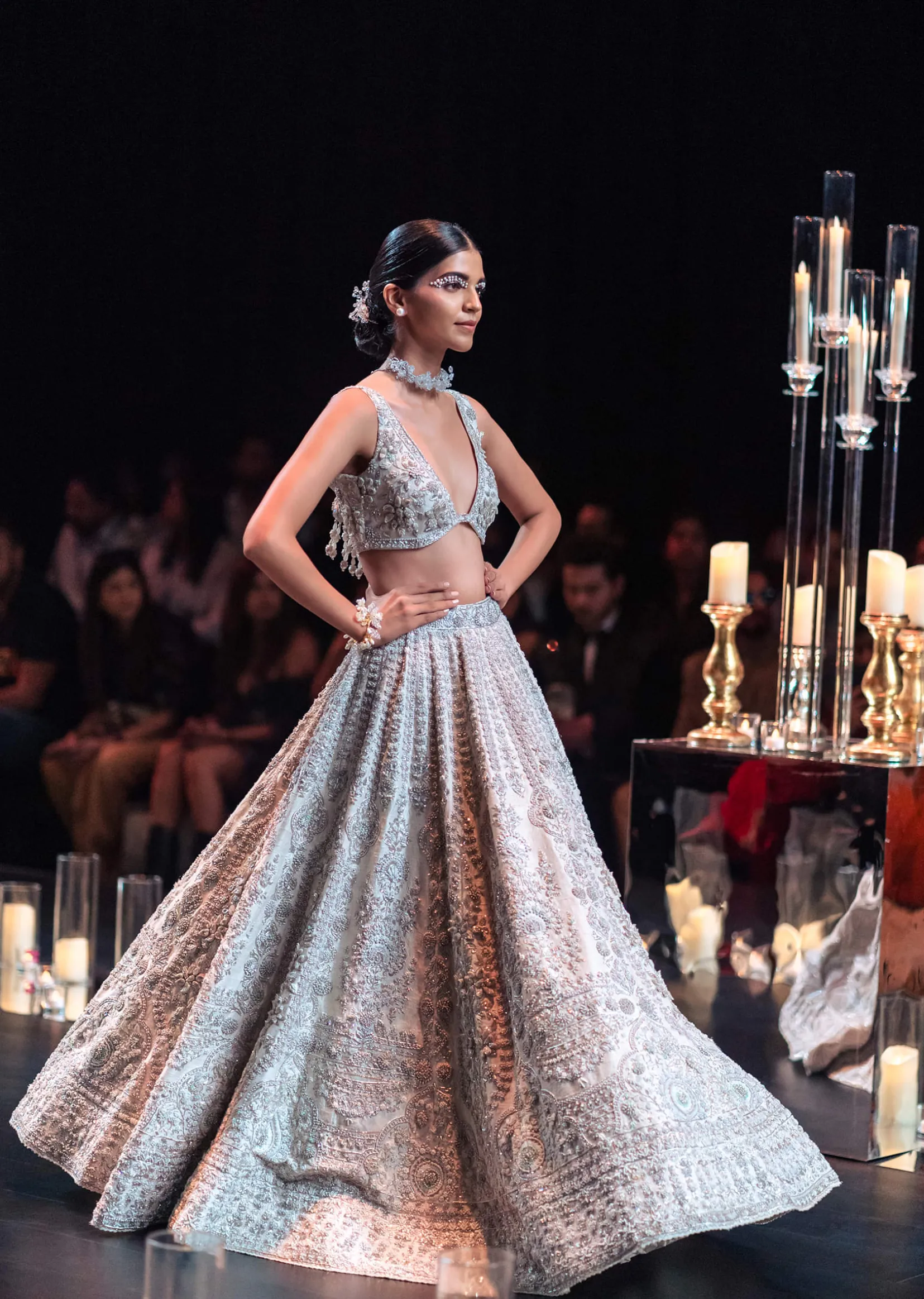 Beige Lehenga Set In Raw Silk With Zardozi Work And Heavy Embroidery