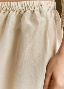 Beige Organza Embroidered Kurta Set With Dupatta