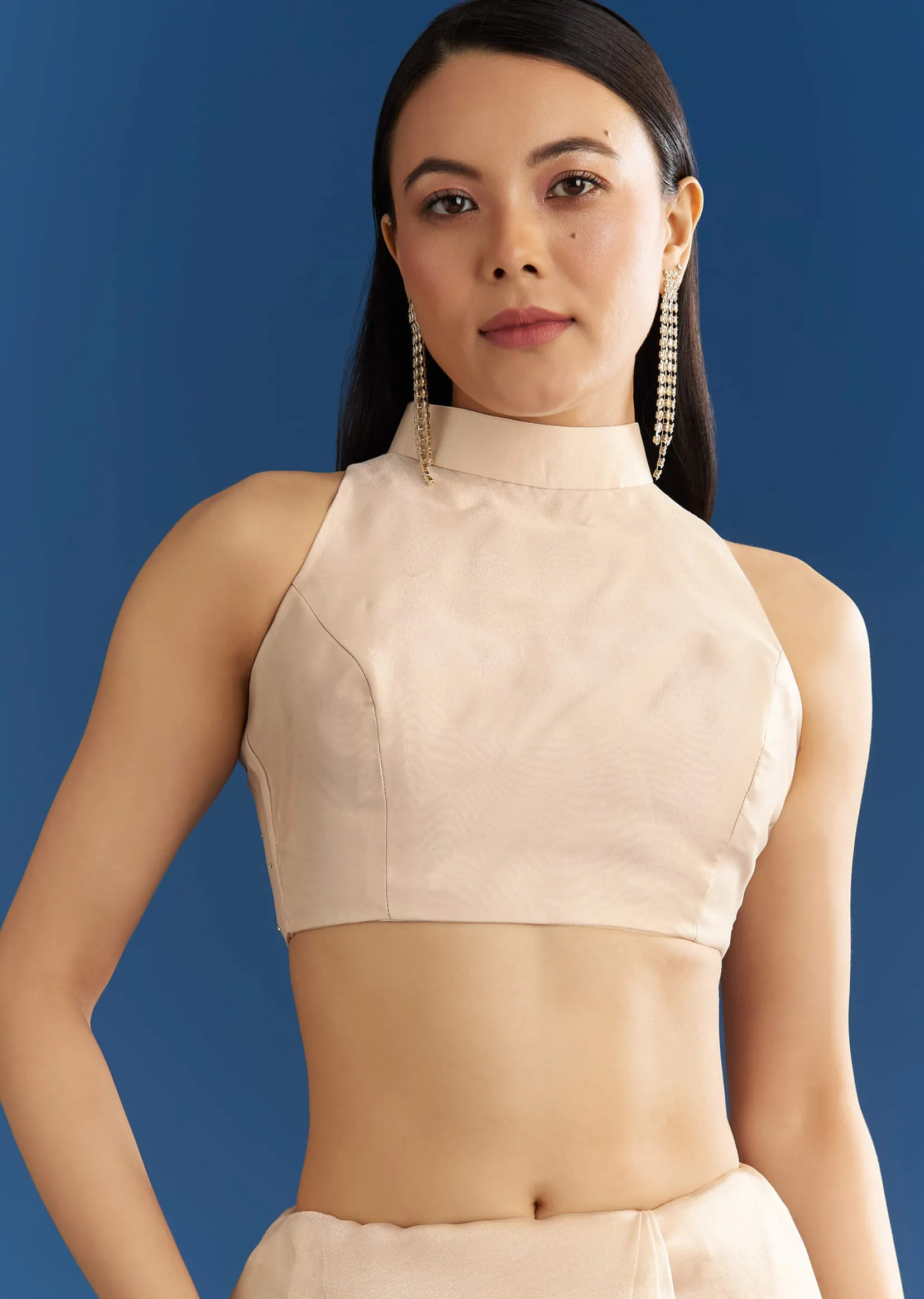 Beige Organza Tissue Saree With Delicate Embellished Edge