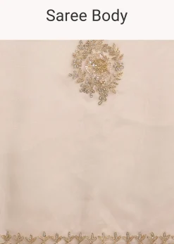 Beige Organza Tissue Saree With Delicate Embellished Edge