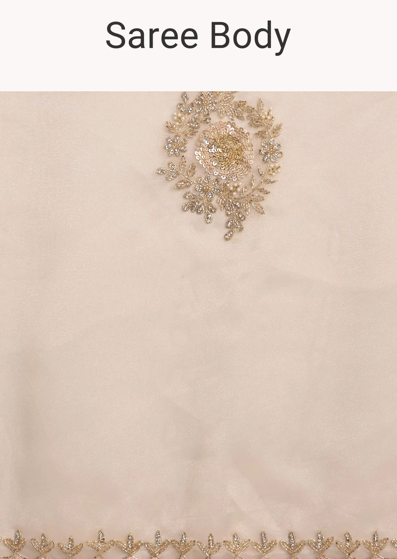 Beige Organza Tissue Saree With Delicate Embellished Edge