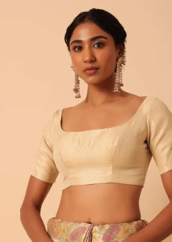 Beige Saree In Kora Silk With Floral Motif Multicolor Thread Work And Unstitched Blouse Piece