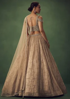 Beige Sequin Lehenga Set