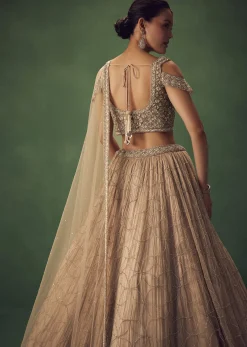 Beige Sequin Lehenga Set