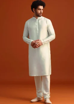 Beige Sherwani Set With Dupatta With Hand Work